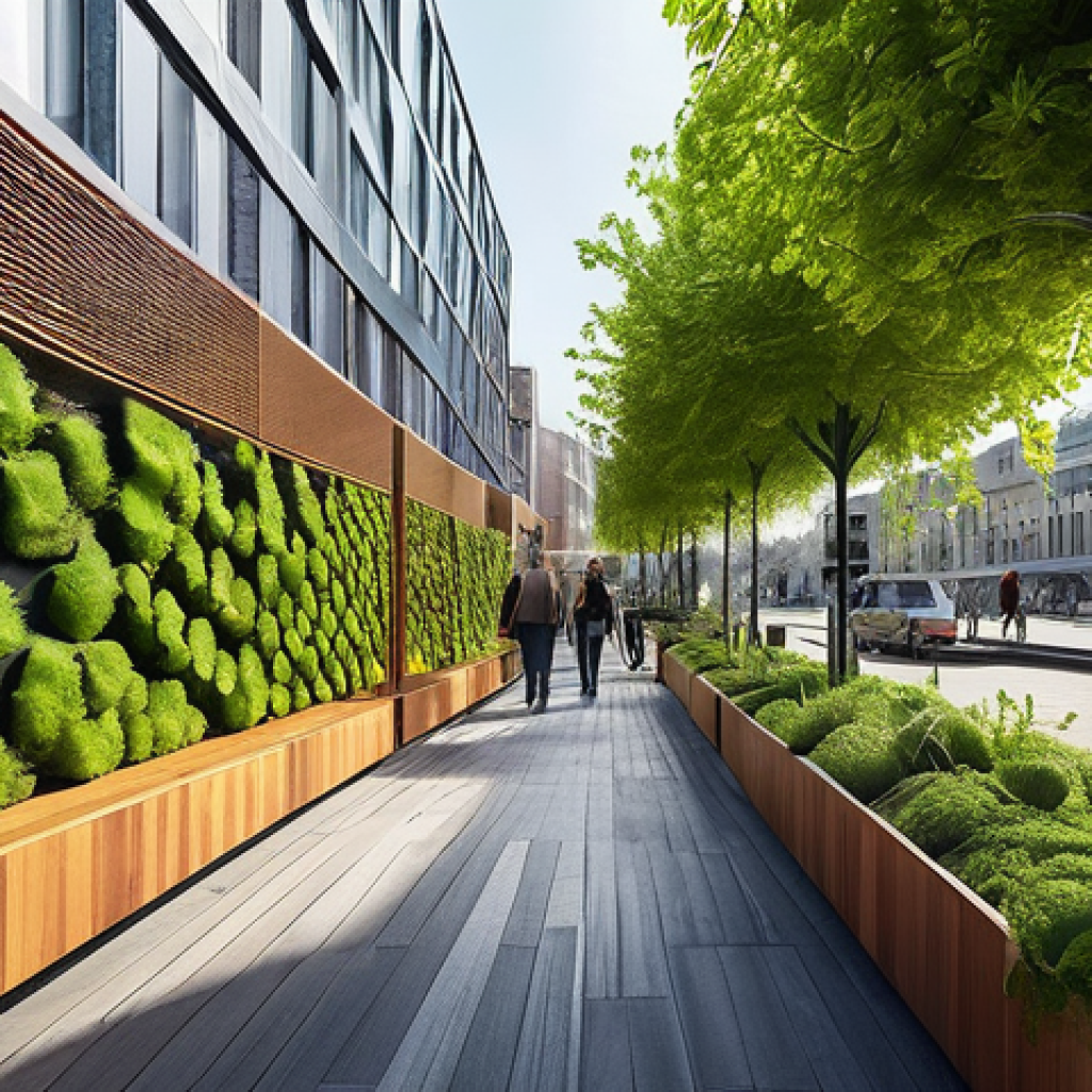 바이오 기반 소재의 공공 정책 연계 - **Prompt 1: "A bustling, futuristic European city designed with bio-based architecture and lush gree...
