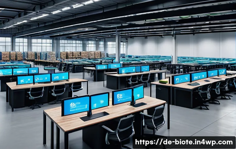 바이오 기반 소재의 공급망 관리 - A modern, high-tech warehouse interior in Germany showcasing a digital supply chain management syste...