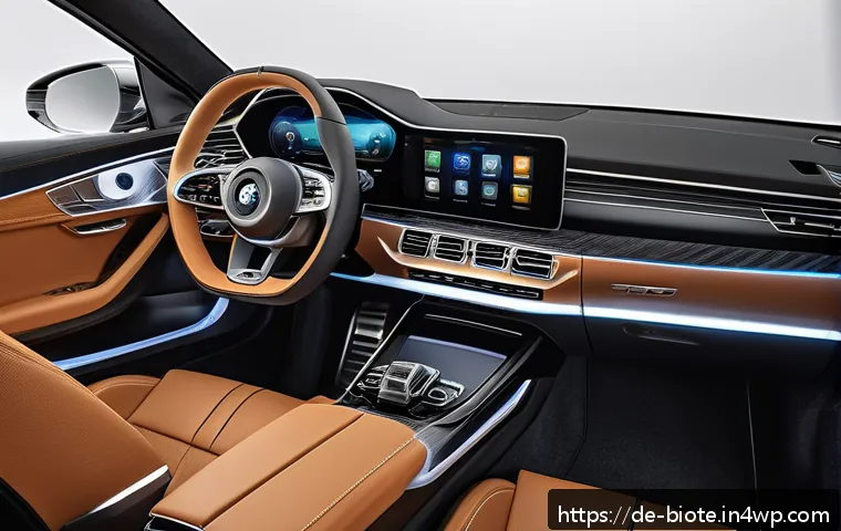 바이오 기반 소재의 미래와 전망 - A modern automotive interior showcasing lightweight, eco-friendly composite materials reinforced wit...
