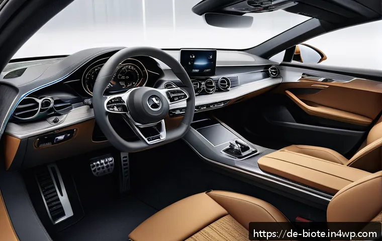 바이오 기반 소재의 기술 혁신 사례 - A modern automotive interior showcasing biocomposite materials made from natural fibers such as hemp...